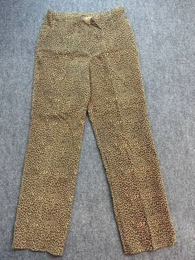 Intriguing Threads Womens Leopard Print Straight Leg Pants Size 12 USA